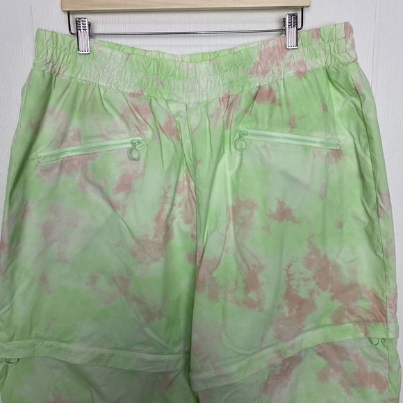 Fabletics Women’s Kalani Convertible Track Pant Green Pink Tie Dye Pockets 2X - Picture 4 of 15